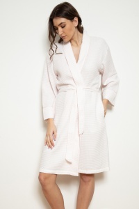 Tilly Deluxe Waffle Pique Shawl Collar Robe - Pink